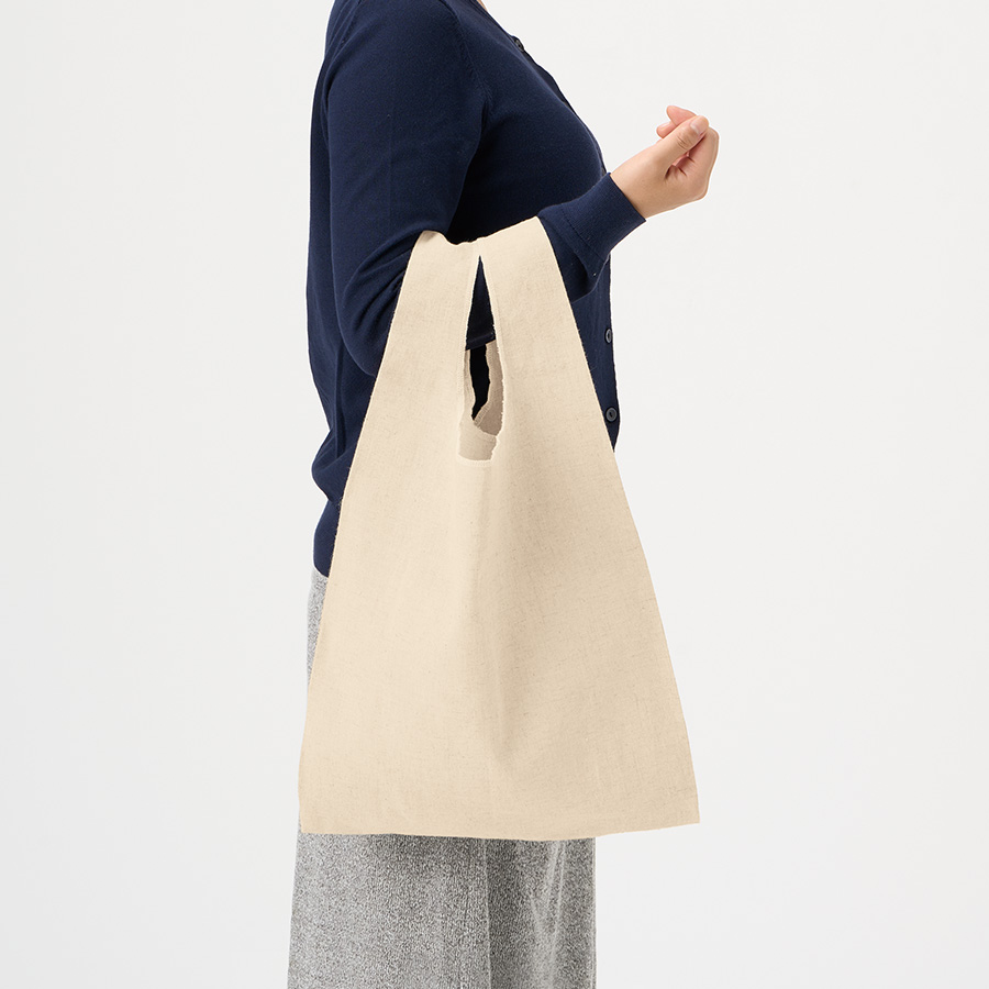 【アウトレット】コットンリネンマルシェバッグ（Ｍ）　ナチュラルベージュ