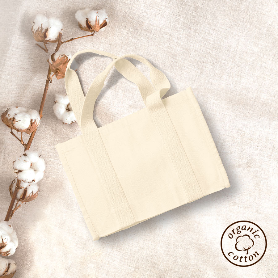 オーガニックコットンキャンバススクエアライントート ナチュラル