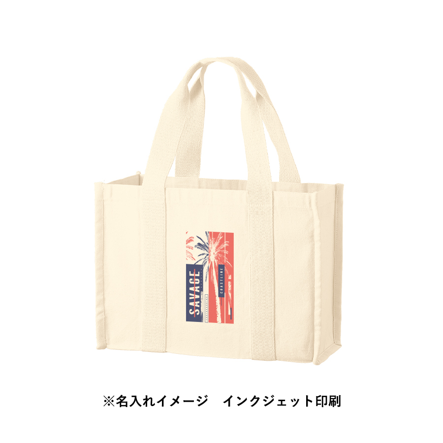 オーガニックコットンキャンバススクエアライントート　ナチュラル