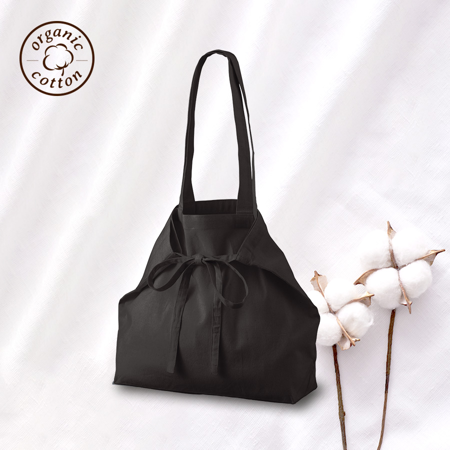 オーガニック厚手コットン紐リボントート ナチュラル