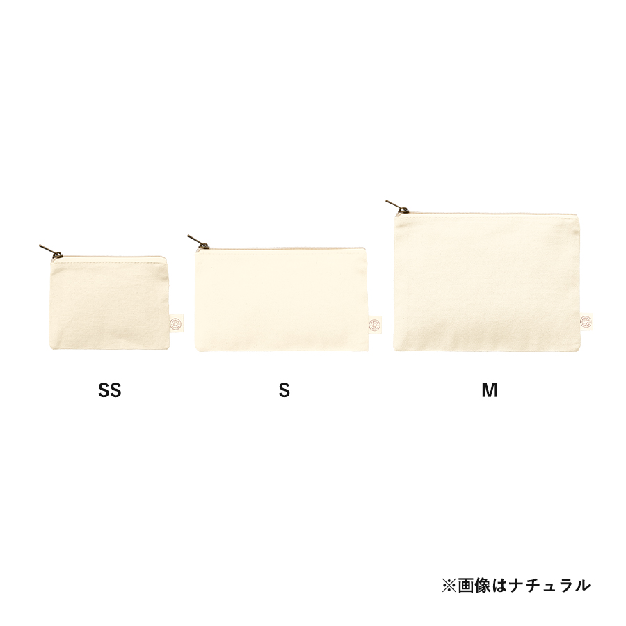オーガニックコットンキャンバスフラットポーチ（M）　ナチュラル
