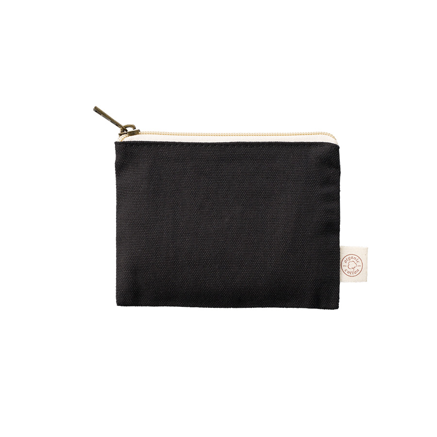 オーガニックコットンキャンバスフラットポーチ（SS）　ナイトブラック