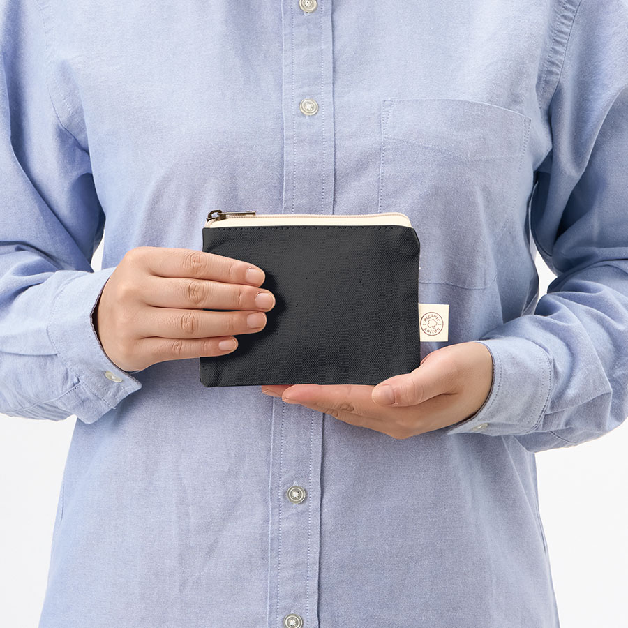 オーガニックコットンキャンバスフラットポーチ（SS）　ナイトブラック