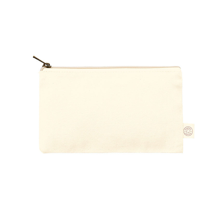 オーガニックコットンキャンバスフラットポーチ（S）　ナチュラル