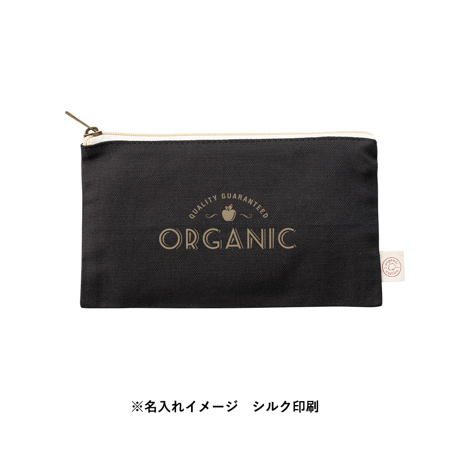 オーガニックコットンキャンバスフラットポーチ（S）　ナイトブラック