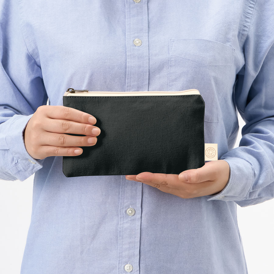 オーガニックコットンキャンバスフラットポーチ（S）　ナイトブラック