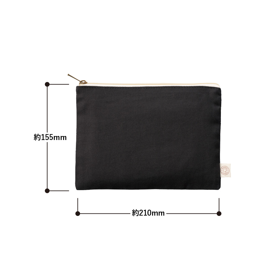 オーガニックコットンキャンバスフラットポーチ（M）　ナイトブラック