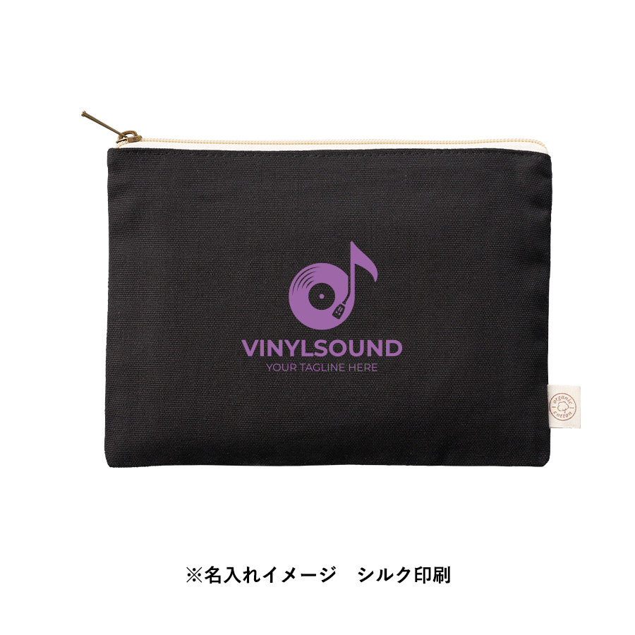 オーガニックコットンキャンバスフラットポーチ（M）　ナイトブラック