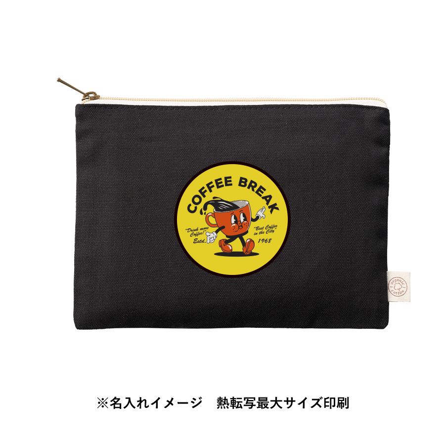 オーガニックコットンキャンバスフラットポーチ（M）　ナイトブラック