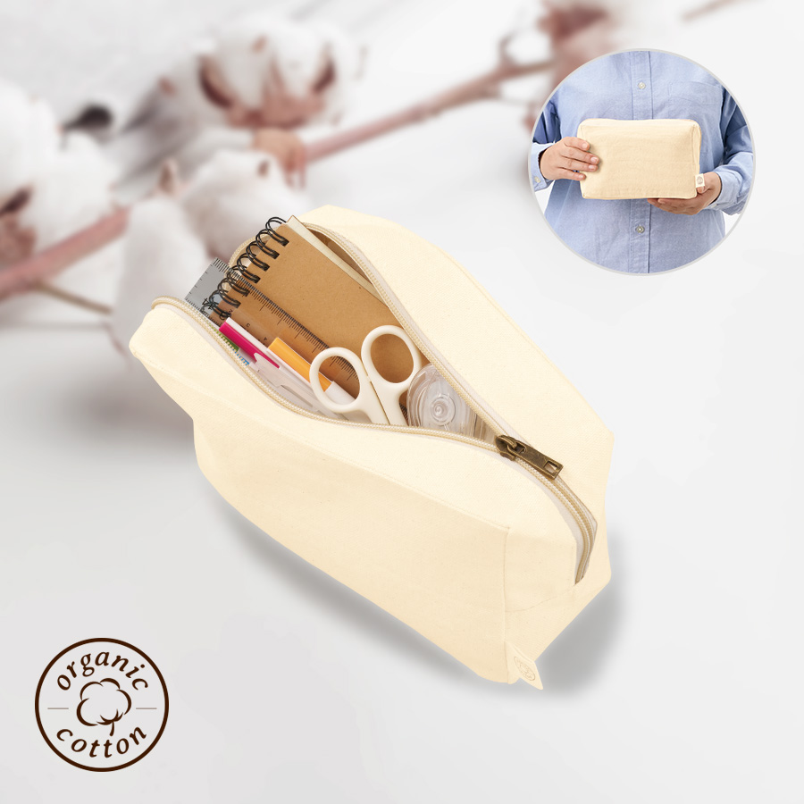 オーガニックコットンキャンバスファスナーポーチ ナチュラル