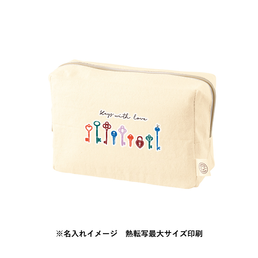 オーガニックコットンキャンバスファスナーポーチ　ナチュラル