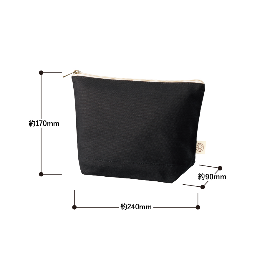 オーガニックコットンキャンバスデイリーポーチ（M）　ナイトブラック