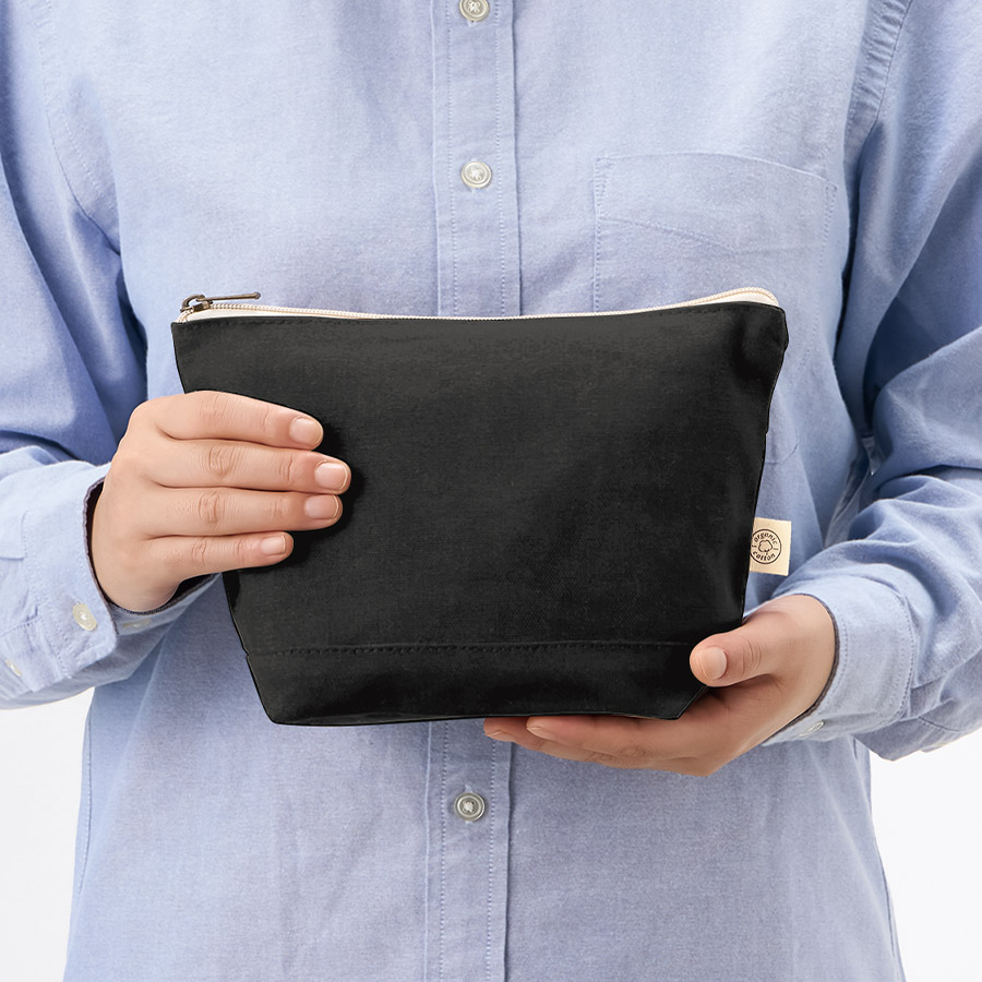 オーガニックコットンキャンバスデイリーポーチ（M）　ナイトブラック