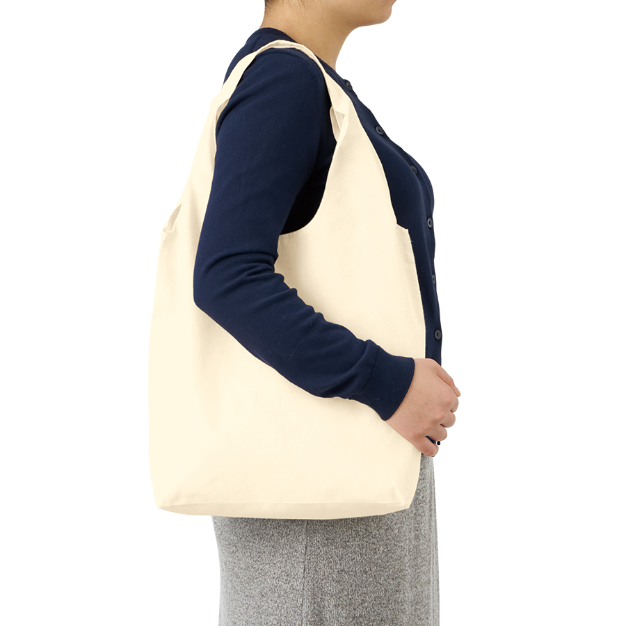 厚手コットンショルダーハンドルトート（M）　ナチュラル