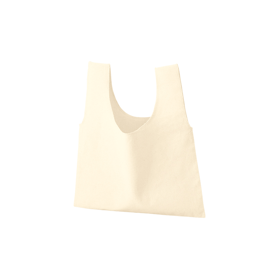 厚手コットンフラットミニマルシェバッグ　ナチュラル