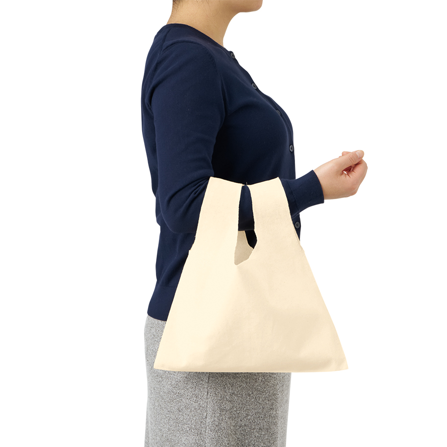 厚手コットンフラットミニマルシェバッグ　ナチュラル