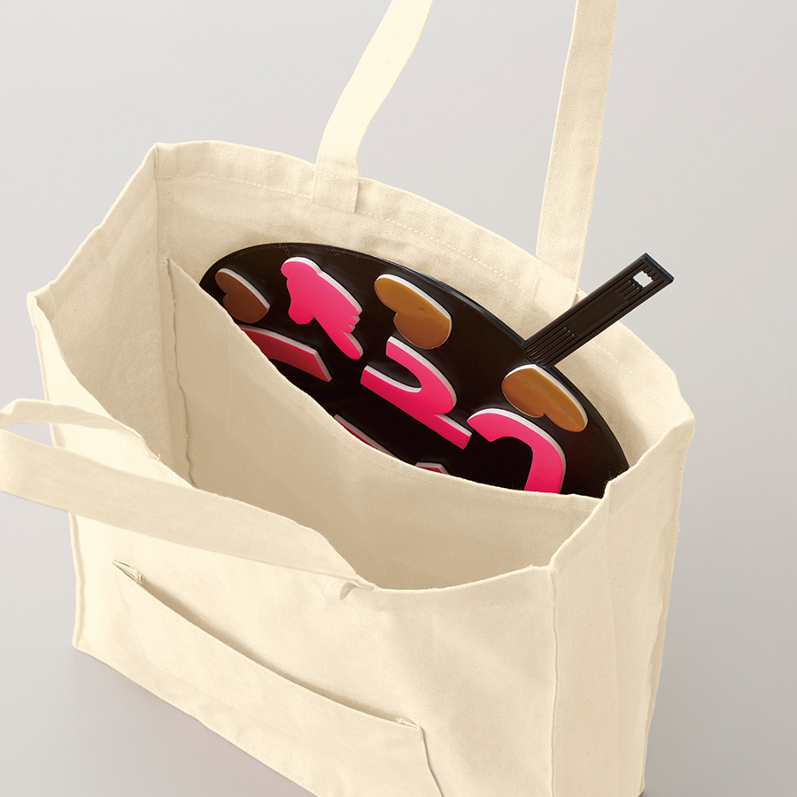 キャンバススクエアトート外ポケット付　ナチュラル