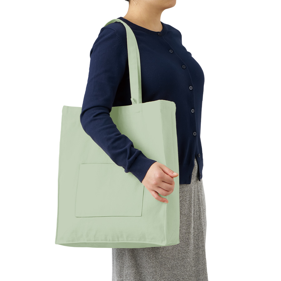 キャンバススクエアトート外ポケット付