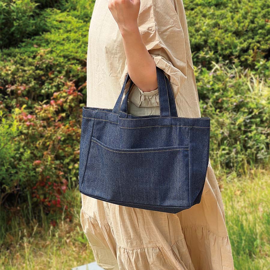 デニムフロントポケットトート インディゴ