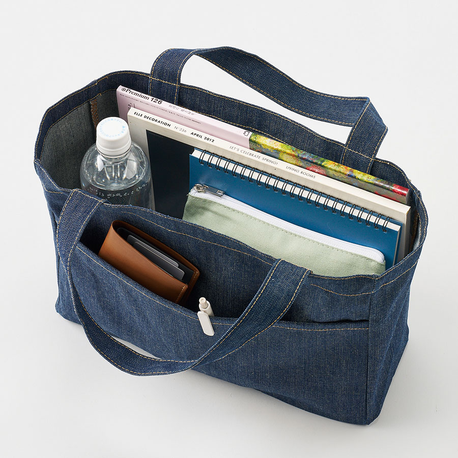 デニムフロントポケットトート　インディゴ