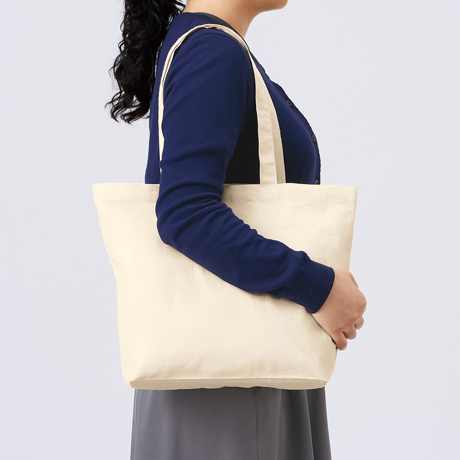厚手コットンベーシックトート（M）ワイド　ナチュラル