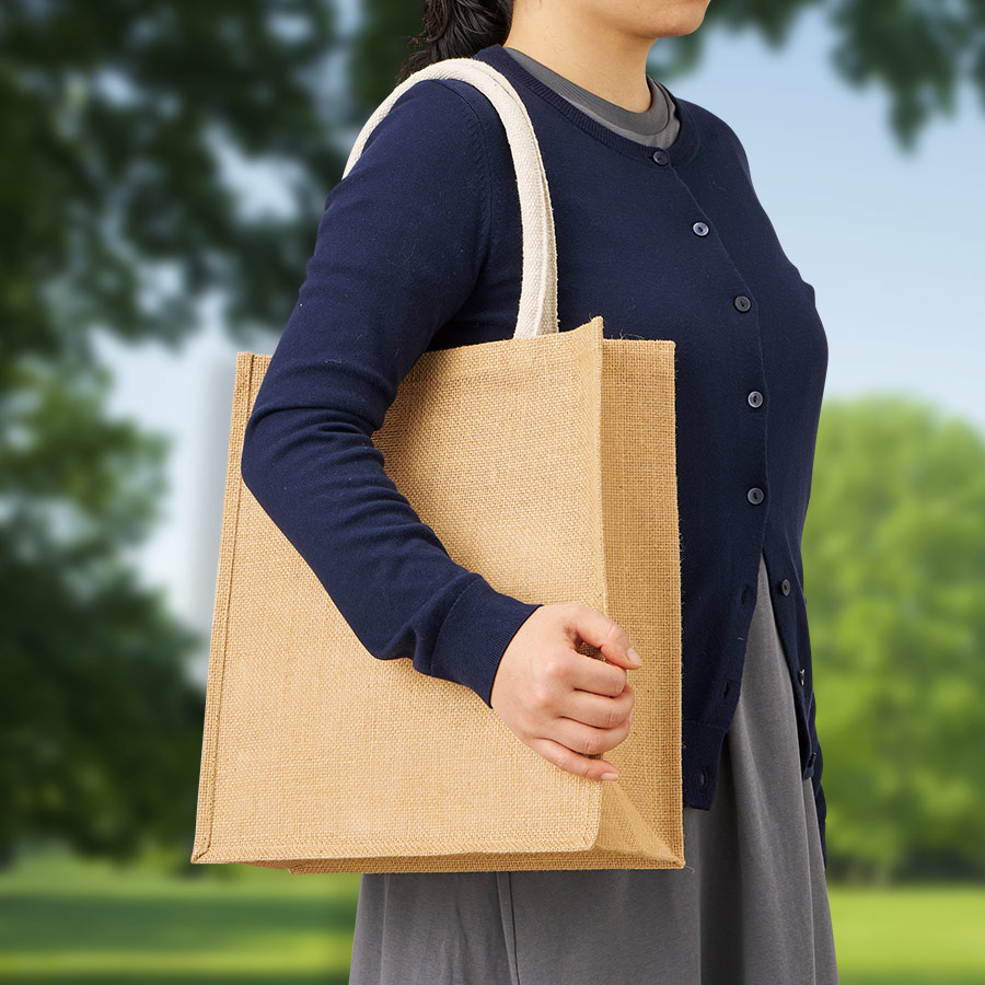 TR-1398-028ジュートスクエアトート（ML）　ナチュラルベージュ