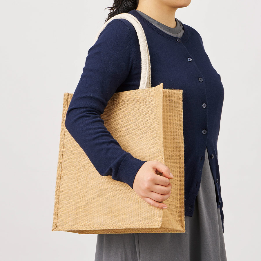 ジュートスクエアトート（ML）　ナチュラルベージュ