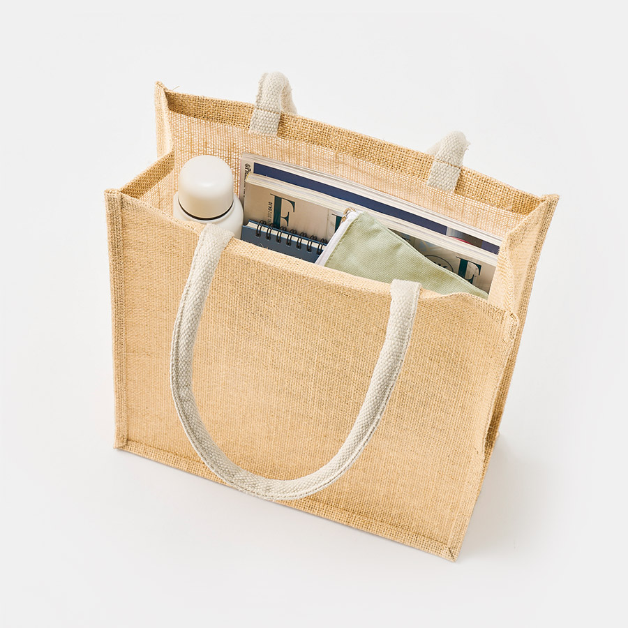 ジュートスクエアトート（ML）　ナチュラルベージュ