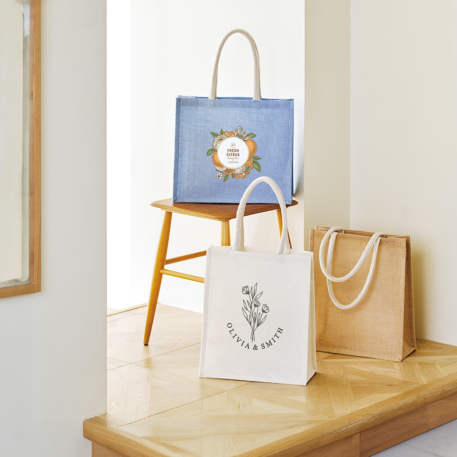 ジュートスクエアトート（ML）　ナチュラルベージュ