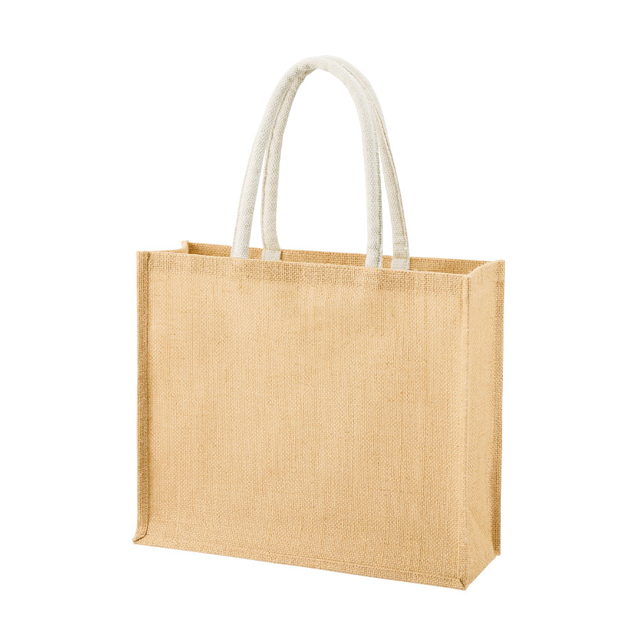 ジュートスクエアトート（ML）ワイド　ナチュラルベージュ