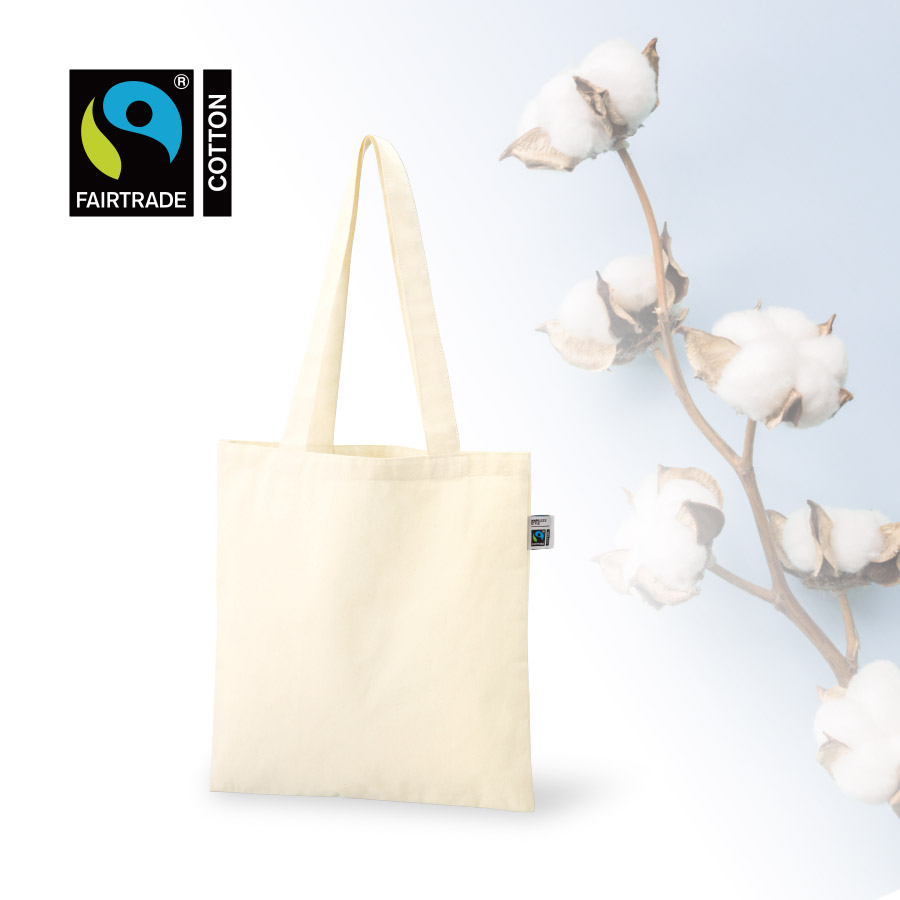 TR-1400-008フェアトレードコットンカジュアルフラットバッグ（M）　ナチュラル