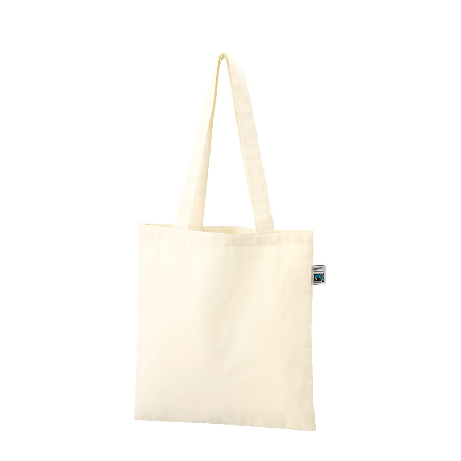 フェアトレードコットンカジュアルフラットバッグ（M）　ナチュラル