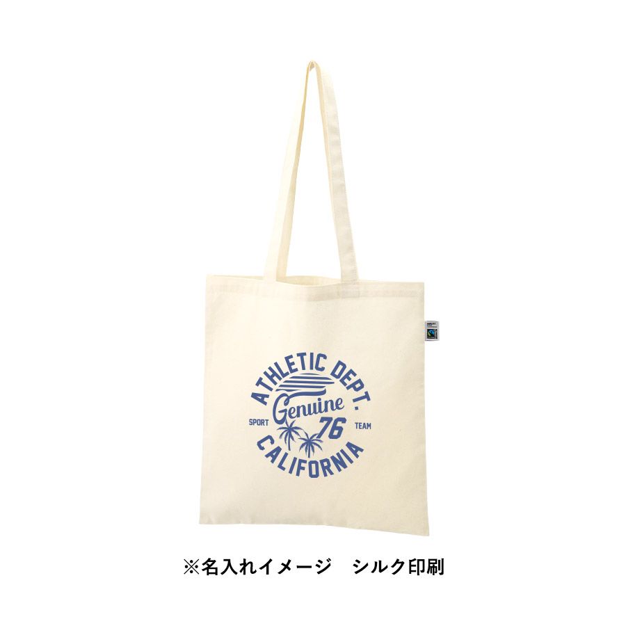 フェアトレードコットンカジュアルフラットバッグ（L）　ナチュラル