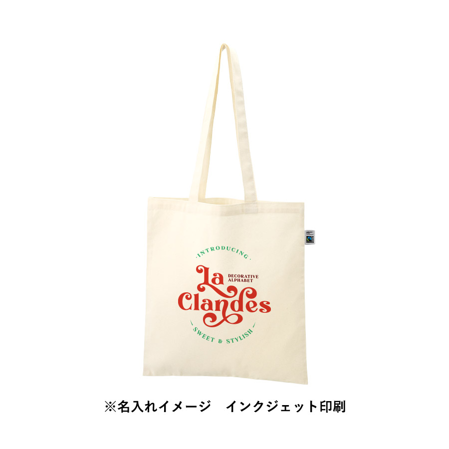 フェアトレードコットンカジュアルフラットバッグ（L）　ナチュラル