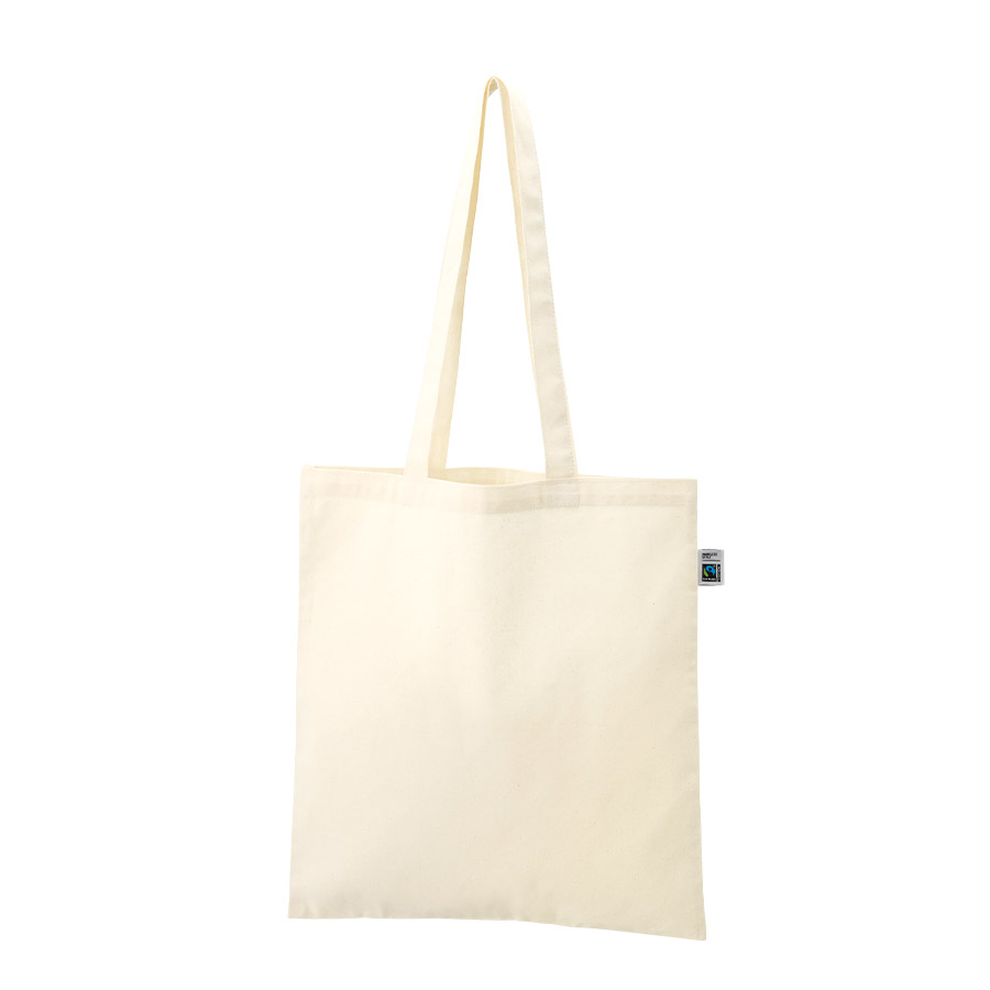 フェアトレードコットンカジュアルフラットバッグ（L）　ナチュラル