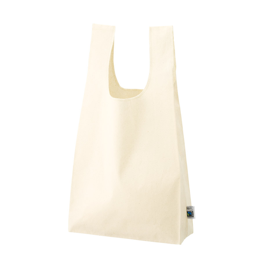 フェアトレードコットンマチ付マルシェバッグ　ナチュラル