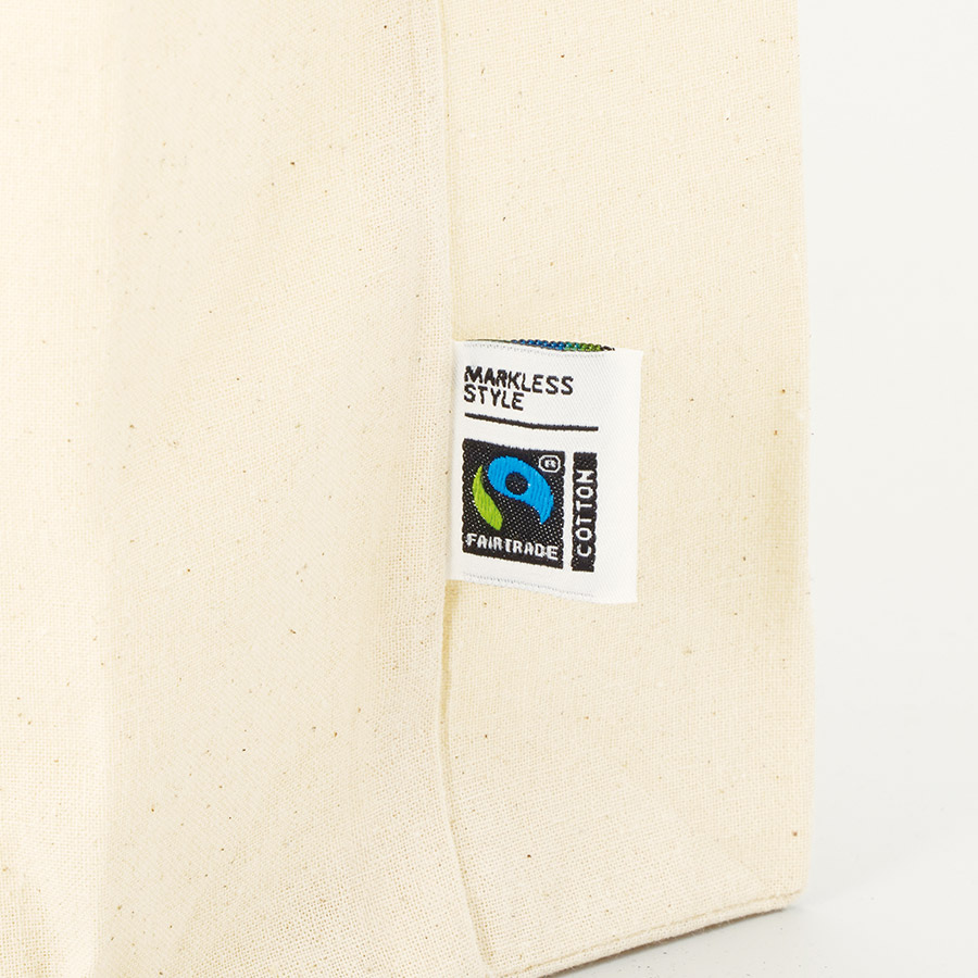 フェアトレードコットンマチ付マルシェバッグ　ナチュラル