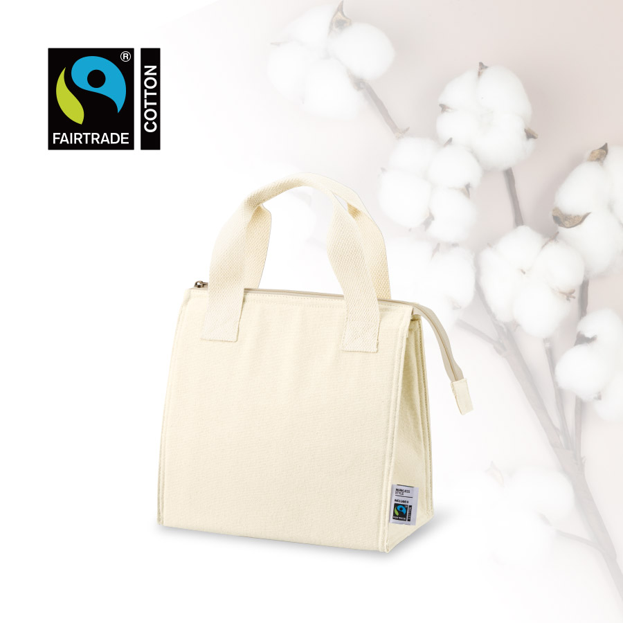 TR-1403-008フェアトレードコットンスクエア保冷トート（S）　ナチュラル