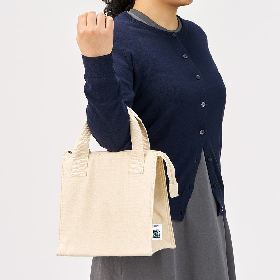 フェアトレードコットンスクエア保冷トート（S）　ナチュラル
