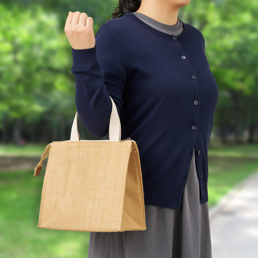 TR-1405-028ジュートスクエア保冷トート（S）　ナチュラルベージュ