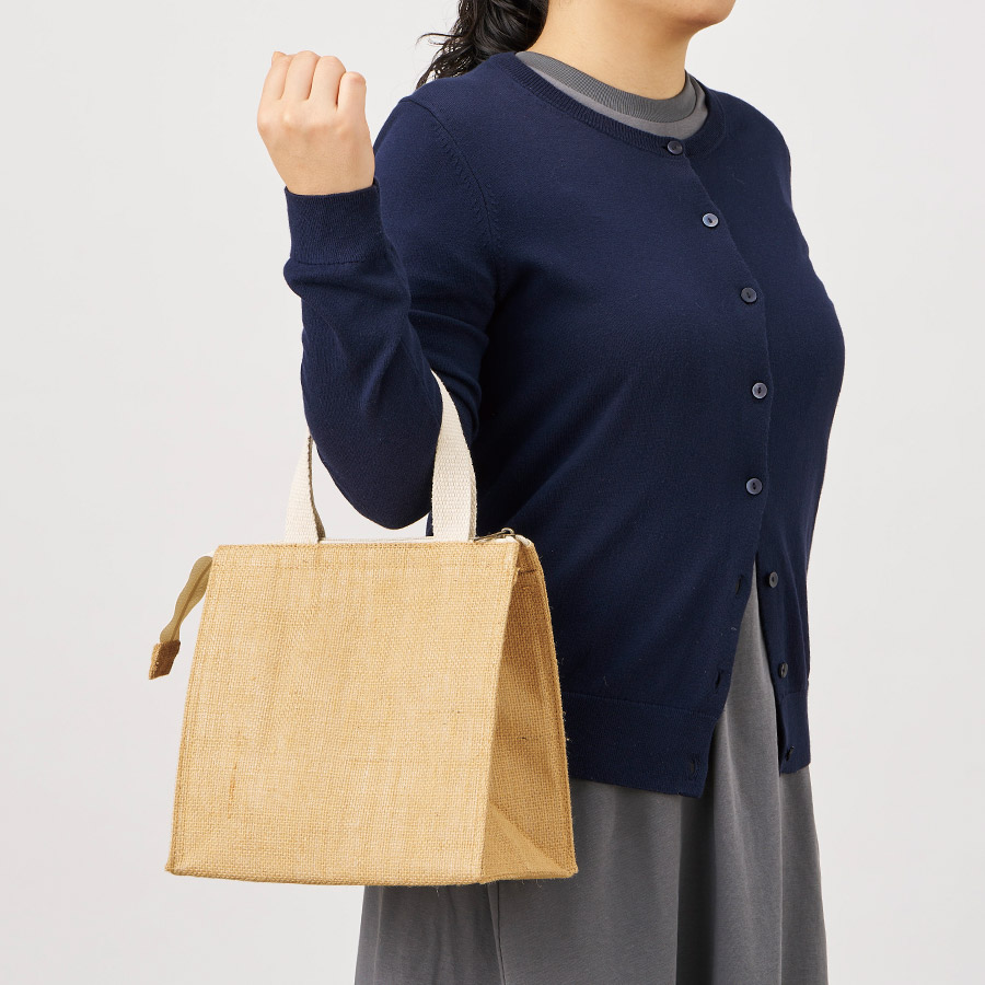 ジュートスクエア保冷トート（S）　ナチュラルベージュ