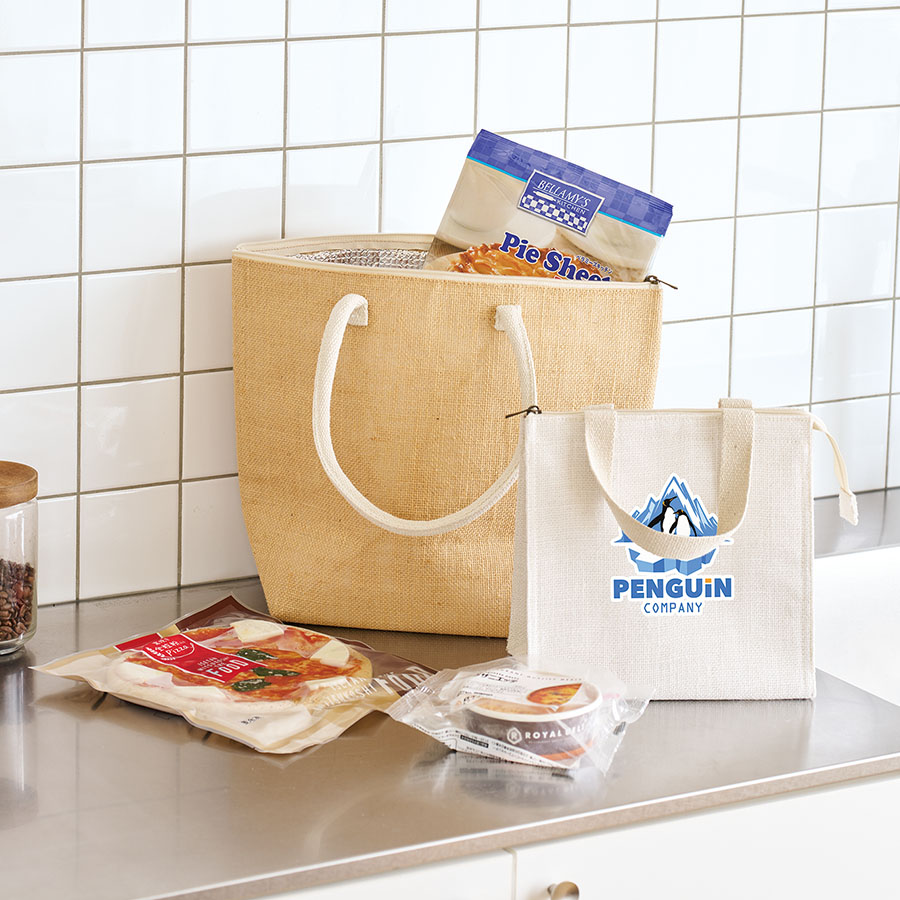 ジュートスクエア保冷トート（S）　ナチュラルホワイト