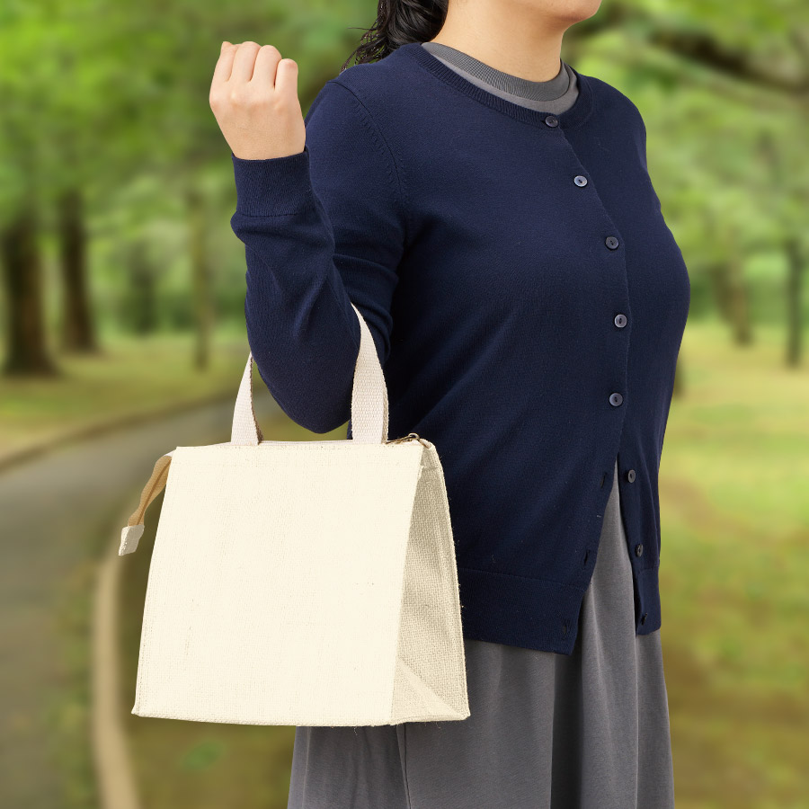 TR-1405-044ジュートスクエア保冷トート（S）　ナチュラルホワイト