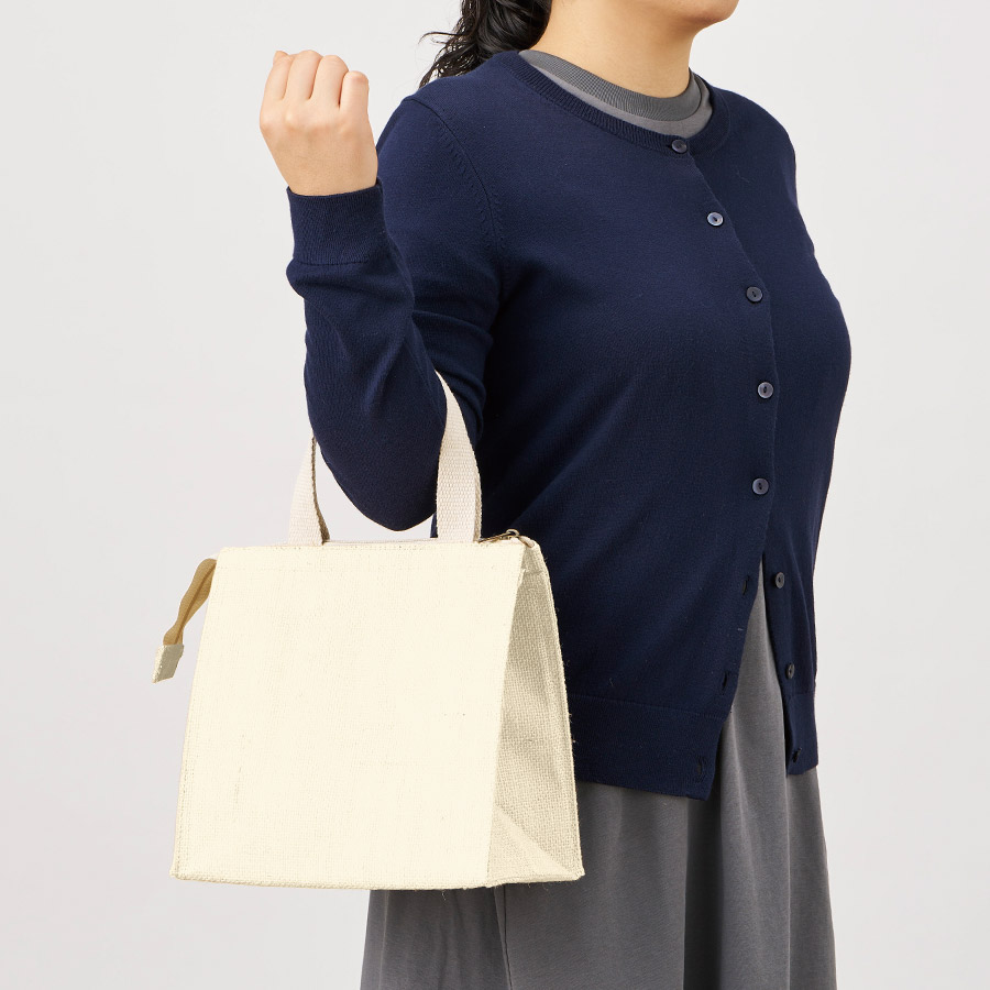 ジュートスクエア保冷トート（S）　ナチュラルホワイト