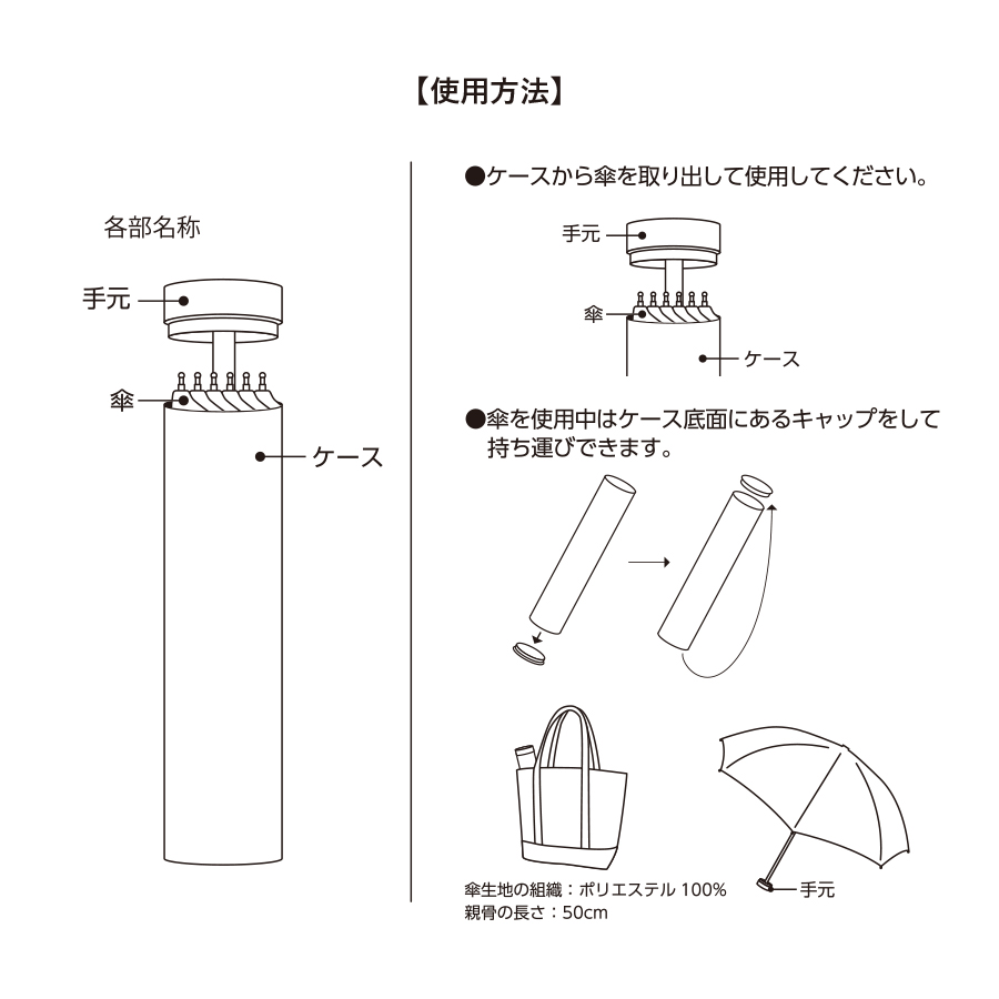スリムボトルUV折りたたみ傘