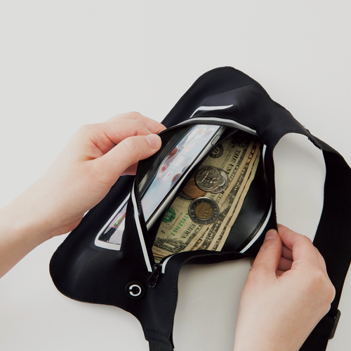 【アウトレット】モバイルランニングポーチ　フラット　ブラック