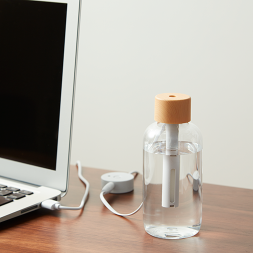 パーソナル加湿器　木目調クリアボトルタイプ　ナチュラルウッド