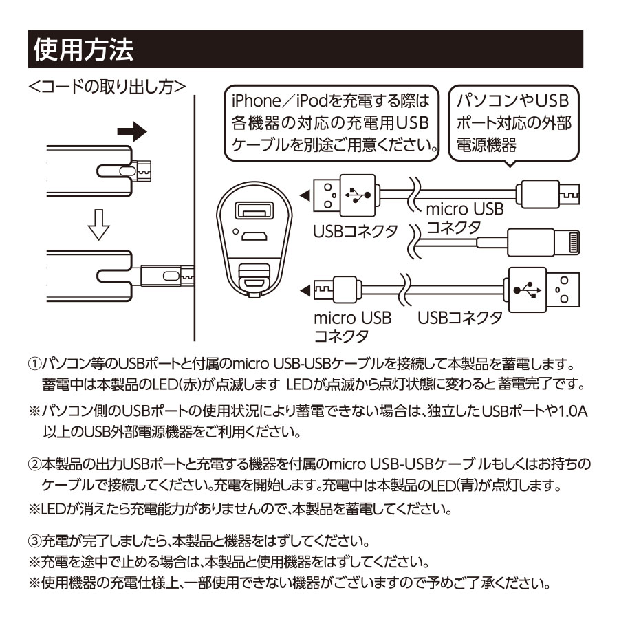 コードインモバイルチャージャー2200