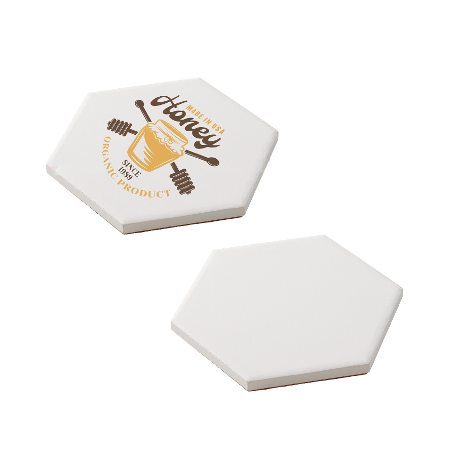 TS-1659-044白雲石入り吸水コースター　六角