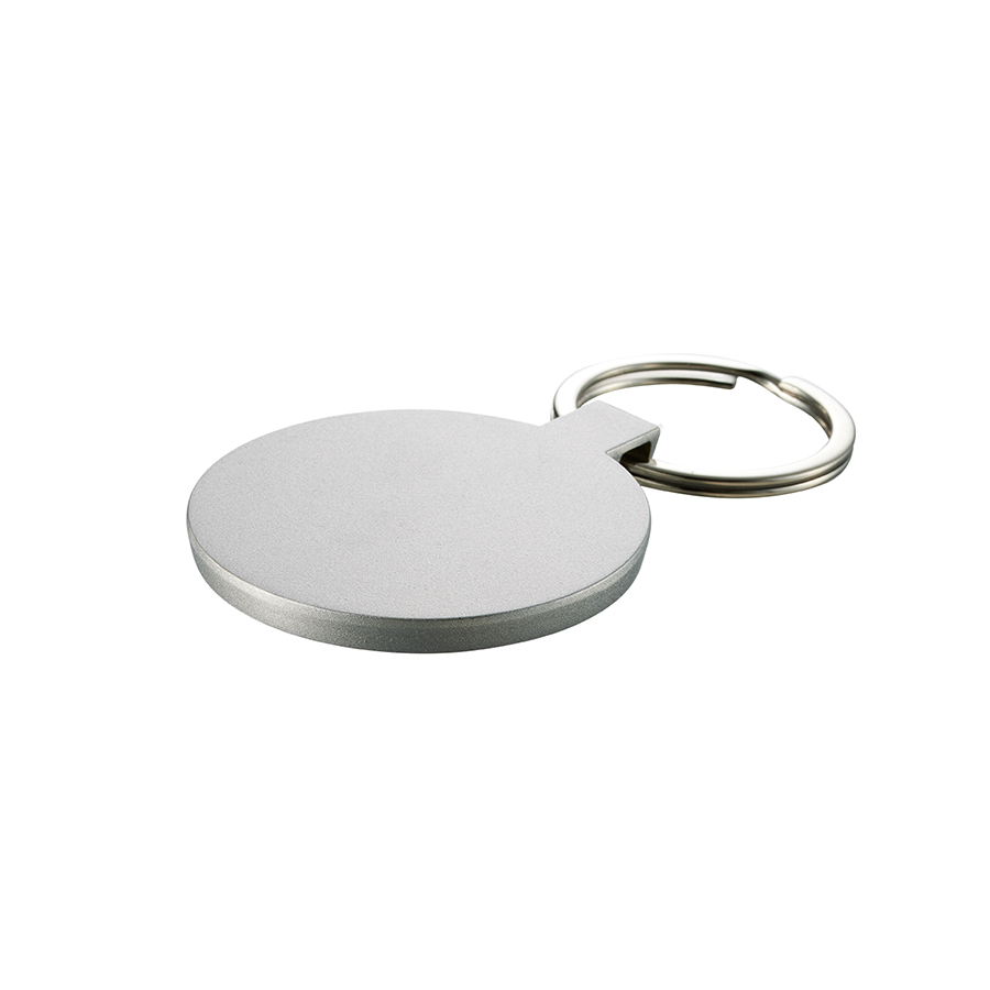 ミラー付メタルキーホルダー（ラウンド）　マットシルバー
